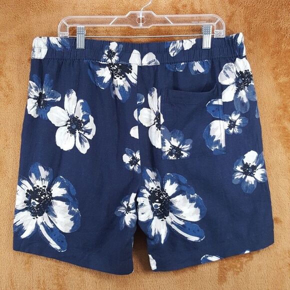 VINCE Shorts Mens Medium Blue Floral Drawstring Pull On Tropical Linen $225 - Picture 5 of 11